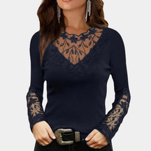 Elena - Elegante Top met Kant en Lange Mouwen