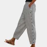 Sienna - Comfortabele Linnen Broek met Knoopdetails en Zakken