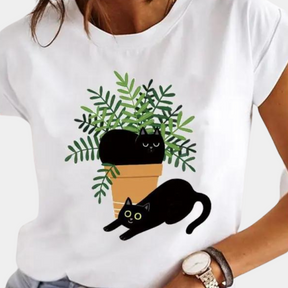 Adele – Casual T-shirt met hartjesprint, zacht en trendy