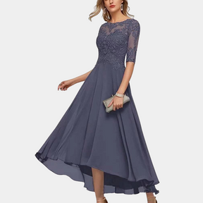 Arabelle - Elegante Avondjurk in Kant en Chiffon, met Vloeiende snit