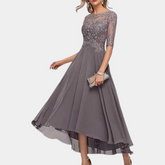 Arabelle - Elegante Avondjurk in Kant en Chiffon, met Vloeiende snit