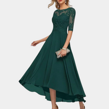 Arabelle - Elegante Avondjurk in Kant en Chiffon, met Vloeiende snit