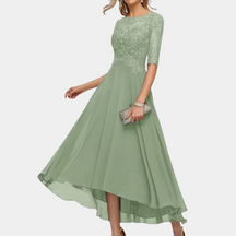 Arabelle - Elegante Avondjurk in Kant en Chiffon, met Vloeiende snit