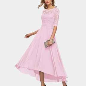 Arabelle - Elegante Avondjurk in Kant en Chiffon, met Vloeiende snit