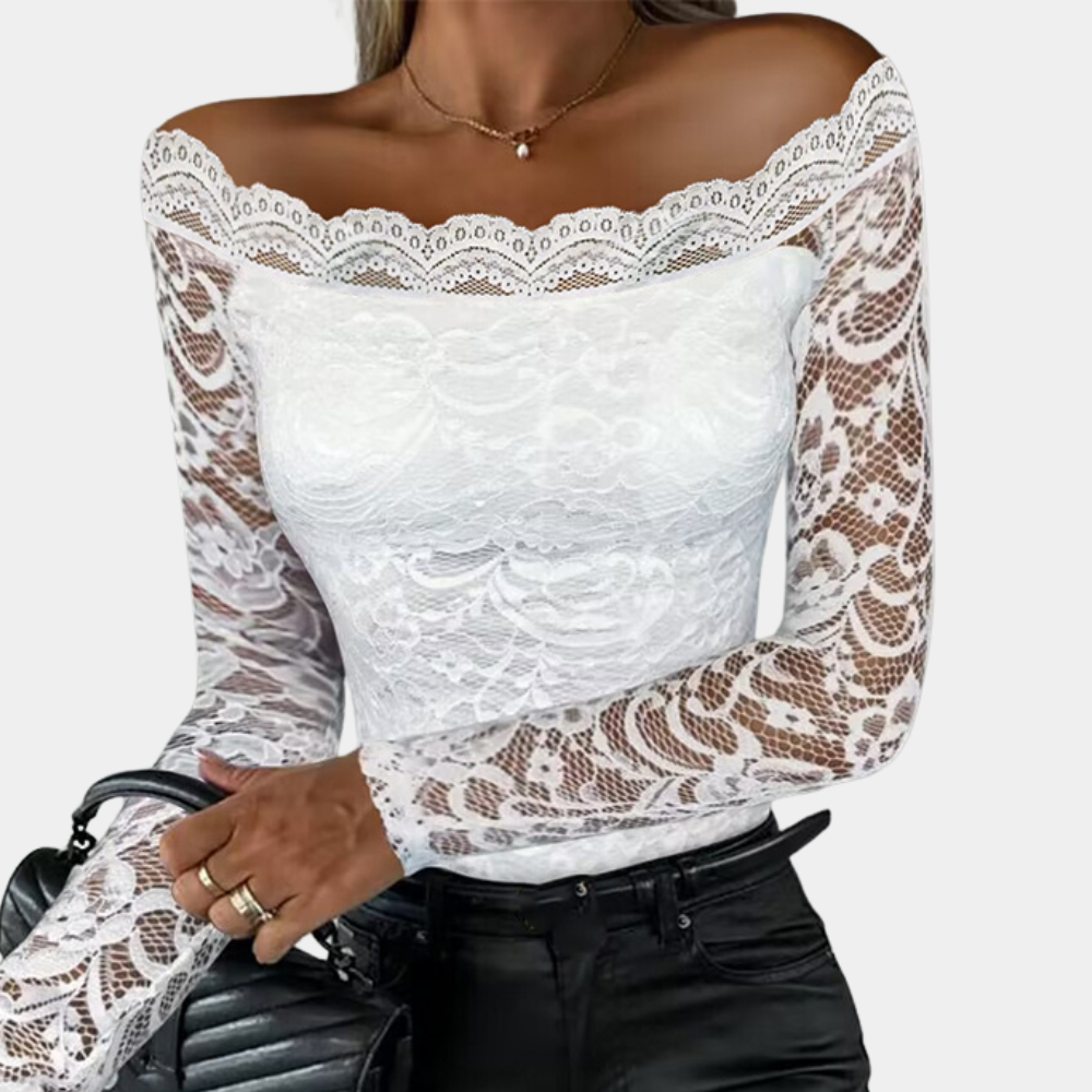 Ava – Kant Top, off-shoulder en Elegante Lange Mouwen