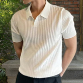 Felix – Trendy Heren Polo met Geribbelde Textuur en Korte Mouwen