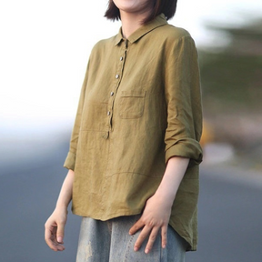 Ria – Oversized Linnen Blouse, Elegant en Ademend