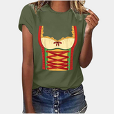 Amaya – T-shirt met Beiers Korsetprint, Nonchalante en unieke Pasvorm