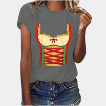 Amaya – T-shirt met Beiers Korsetprint, Nonchalante en unieke Pasvorm