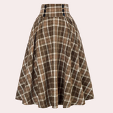 Clara - Vintage Midi-Rok, Hoge Taille En Uitlopende Snit Met Ruitpatroon