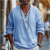 Ethan - Heren Casual Linnen Henley Shirt