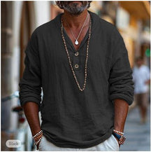 Ethan - Heren Casual Linnen Henley Shirt