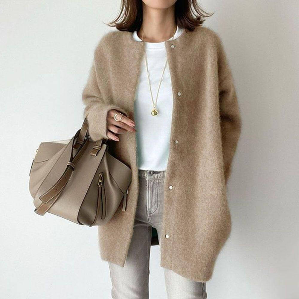 Dames Lange Warme Gebreide Cardigan | Coupe Ample