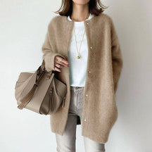 Dames Lange Warme Gebreide Cardigan | Coupe Ample