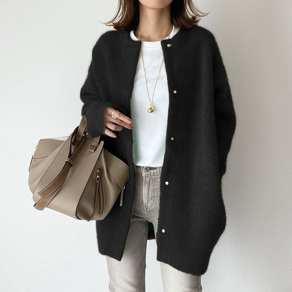 Dames Lange Warme Gebreide Cardigan | Coupe Ample