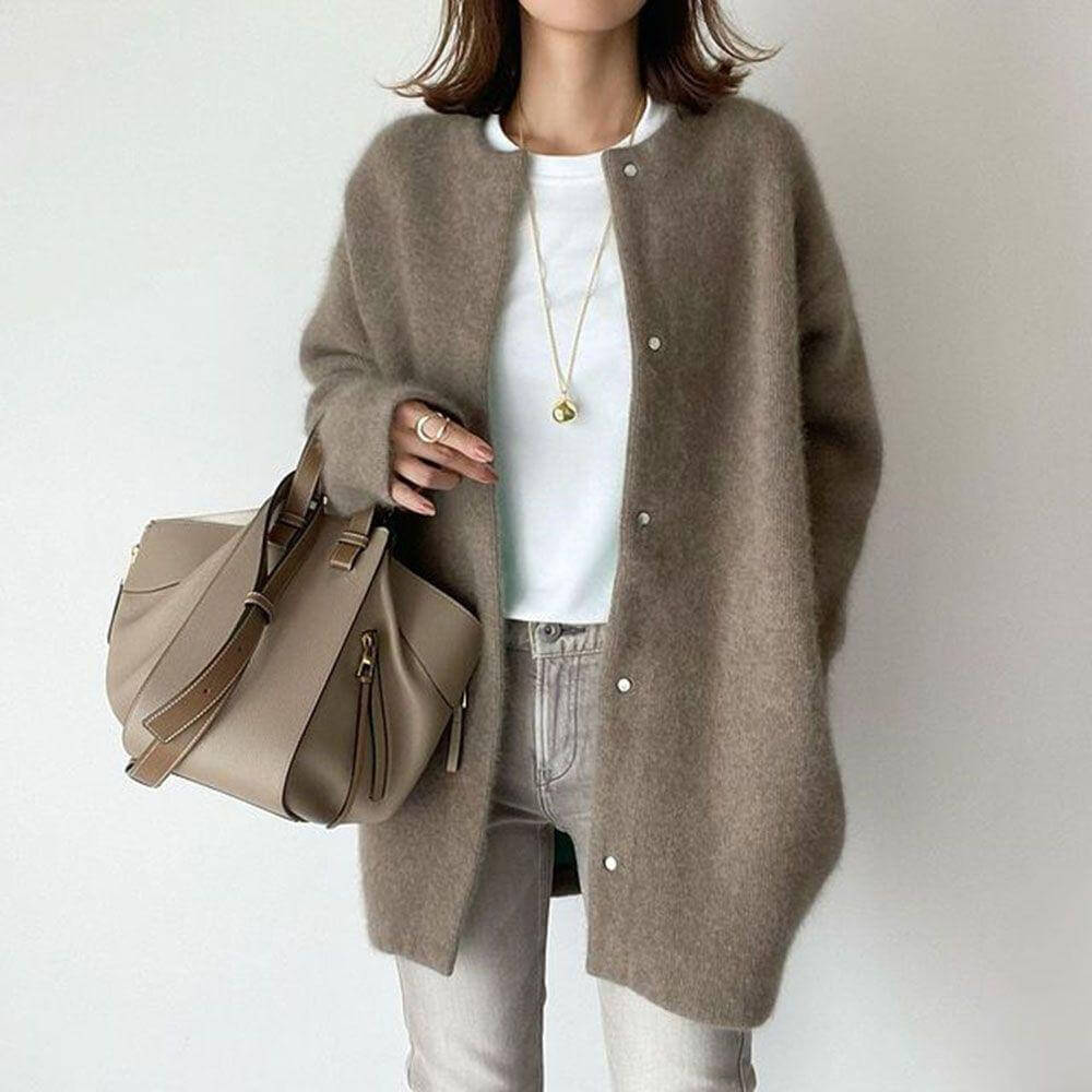 Dames Lange Warme Gebreide Cardigan | Coupe Ample