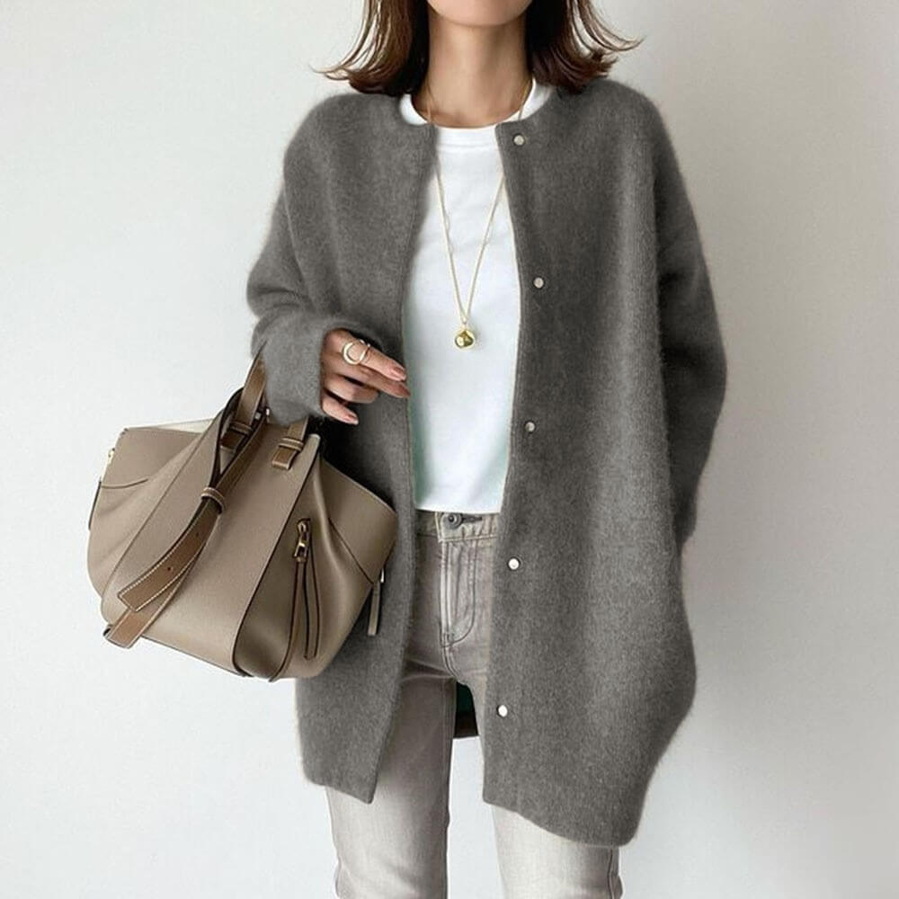 Dames Lange Warme Gebreide Cardigan | Coupe Ample