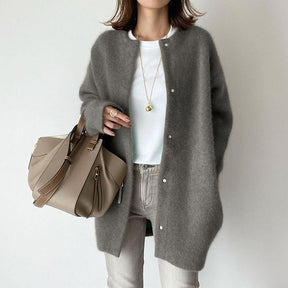 Dames Lange Warme Gebreide Cardigan | Coupe Ample