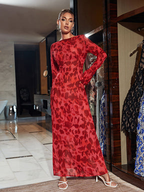 Cecil - Elegante Maxi Jurk met Bloemenprint en Lange Mouwen