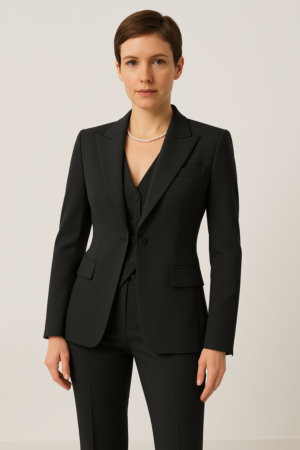 Dames Getailleerde 3-Delige Blazer, Vest & Broek Set | Elegant en Formeel