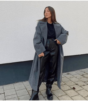 Dames Oversized Warme Lange Overjas | met Reverkraag