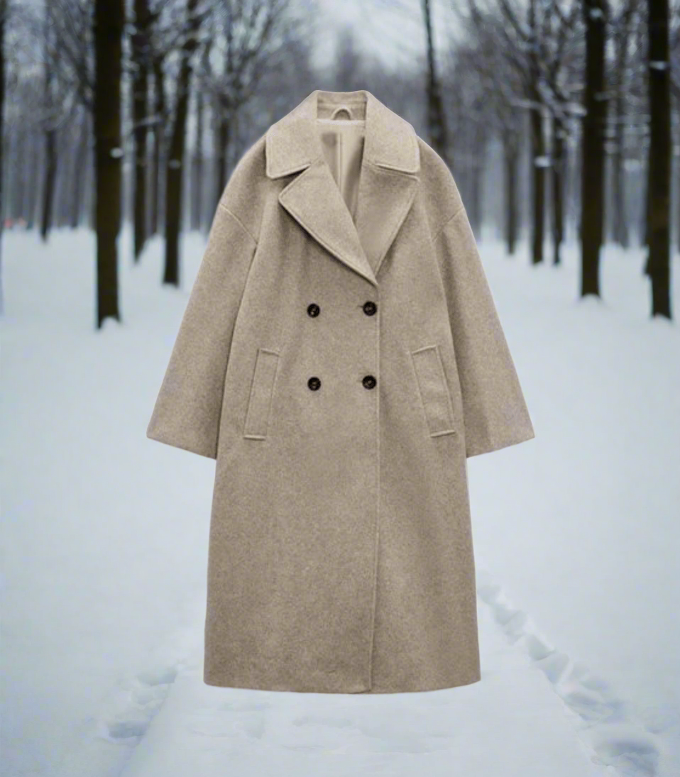 Dames Oversized Warme Lange Overjas | met Reverkraag
