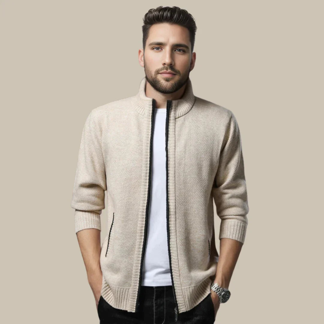 Heren Gebreid Wintervest met Rits | Warme & Casual Sweaterjas