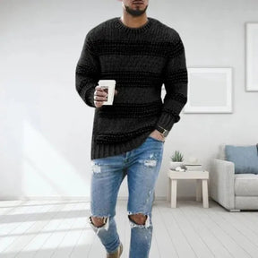 Heren Gestreepte Chunky Gebreide Trui | Ontspannen Comfort