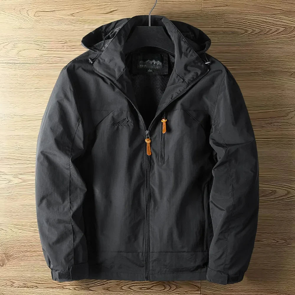 Heren Waterdichte Outdoor Jas | Met Capuchon Rits en Normale pasvorm