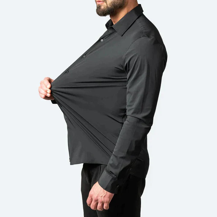 AetherWear - Non-Iron Elastisch Shirt met Lange Mouw