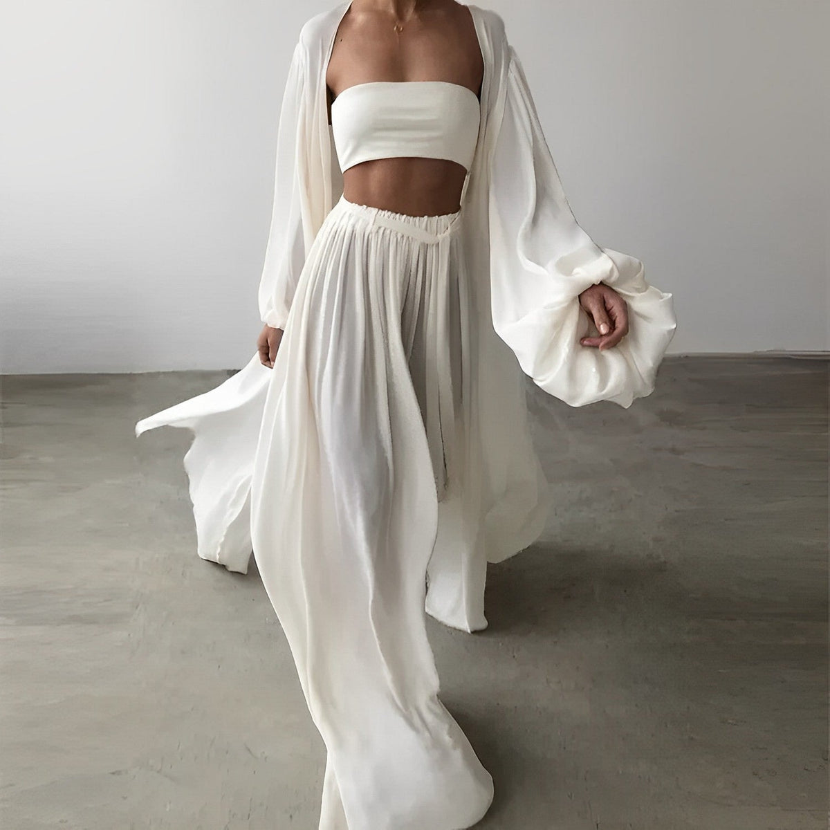 Sofia - Elegant Driedelig Flowy Lounge Set met Kimono