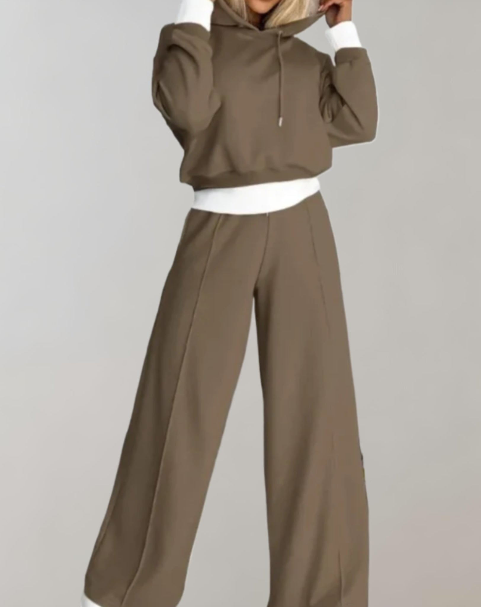 Eva - Mode Lange Mouwen Hoodie en Wijde Pantalon Set