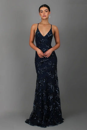 Scarlett – Lange Getailleerde Paillettenjurk, Elegant en Glamoureus