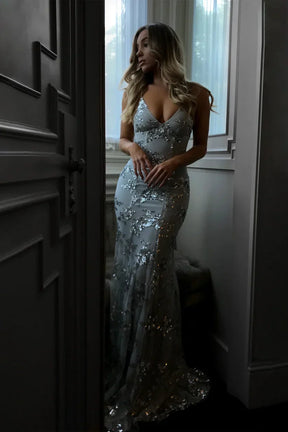 Scarlett – Lange Getailleerde Paillettenjurk, Elegant en Glamoureus