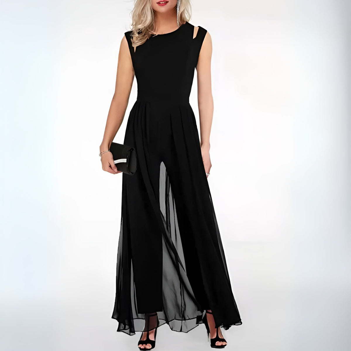 Linan – Lange, vloeiende Avondjurk met split en Elegante Details