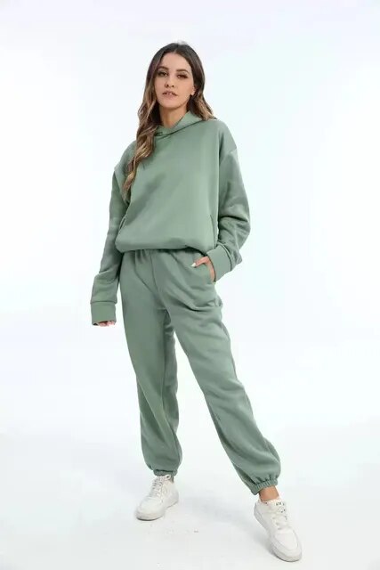 CozyLuxe - Comfortabele Tweedelige Hoodie en Joggingbroek Set voor Dames