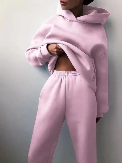 CozyLuxe - Comfortabele Tweedelige Hoodie en Joggingbroek Set voor Dames