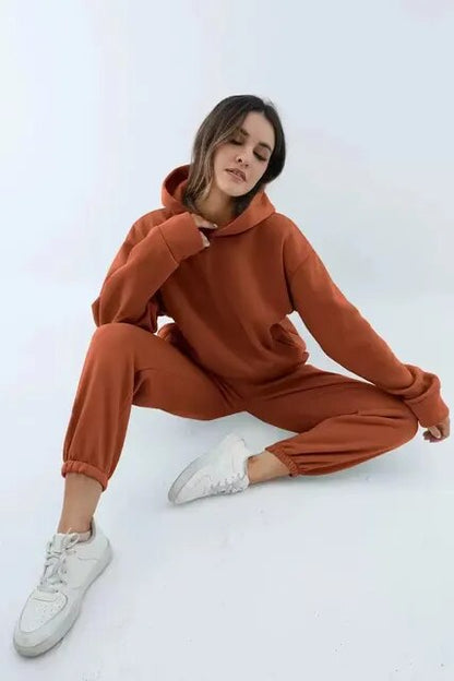 CozyLuxe - Comfortabele Tweedelige Hoodie en Joggingbroek Set voor Dames