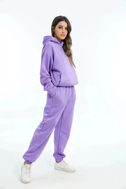 CozyLuxe - Comfortabele Tweedelige Hoodie en Joggingbroek Set voor Dames