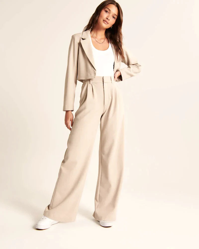 Stijlvolle Hoge Taille Wijde Broek | Verfijnde Afwerking