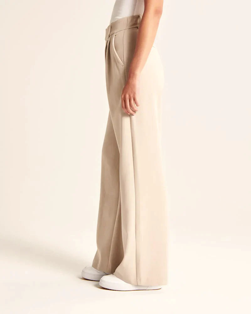 Stijlvolle Hoge Taille Wijde Broek | Verfijnde Afwerking