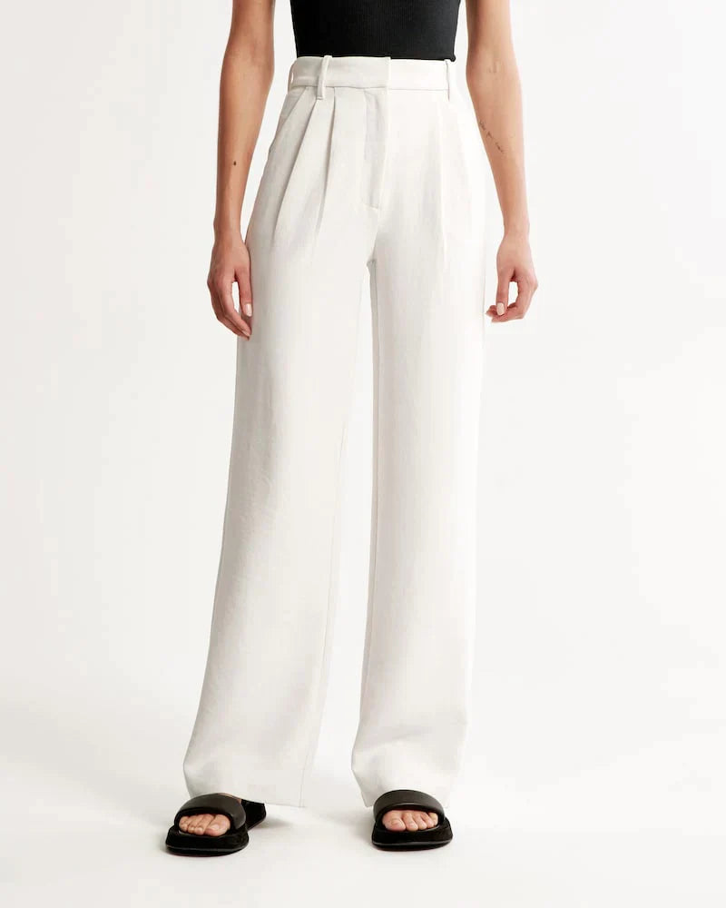 Stijlvolle Hoge Taille Wijde Broek | Verfijnde Afwerking