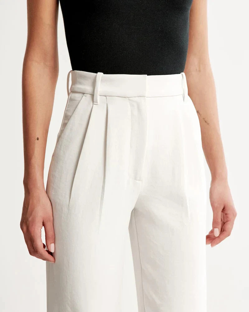 Stijlvolle Hoge Taille Wijde Broek | Verfijnde Afwerking