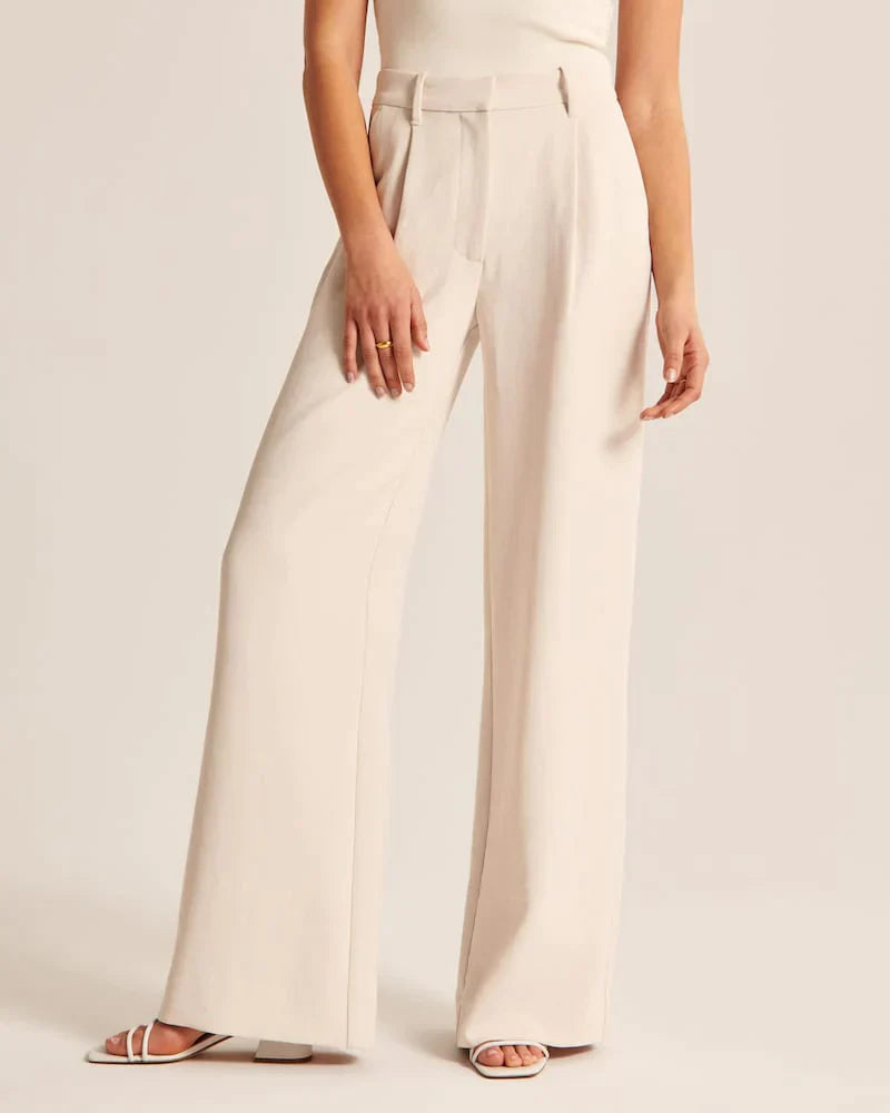 Stijlvolle Hoge Taille Wijde Broek | Verfijnde Afwerking