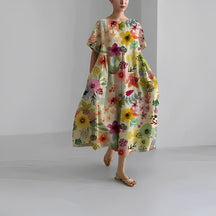 FloralFinesse - Kleurrijke Maxi Jurk met Bloemenprint