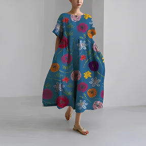 FloralFinesse - Kleurrijke Maxi Jurk met Bloemenprint