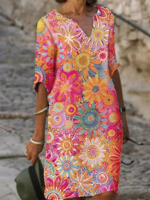 Isabelle - Boho Casual Tuniek Jurk met Speels Bloemenpatroon