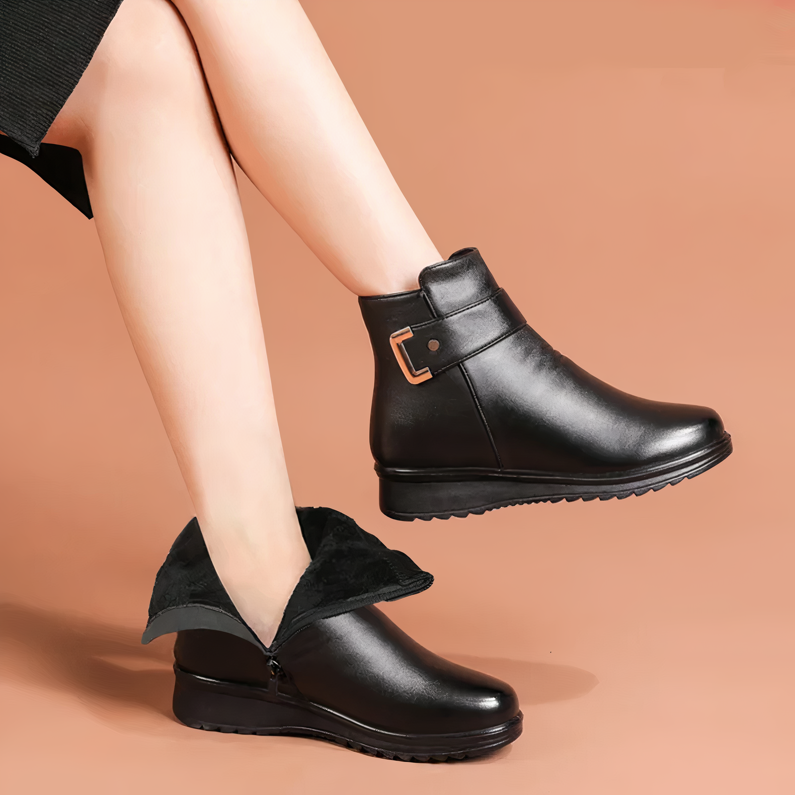 Dames Warme Enkellaarsjes met Bontvoering | Comfortabele Winterschoenen