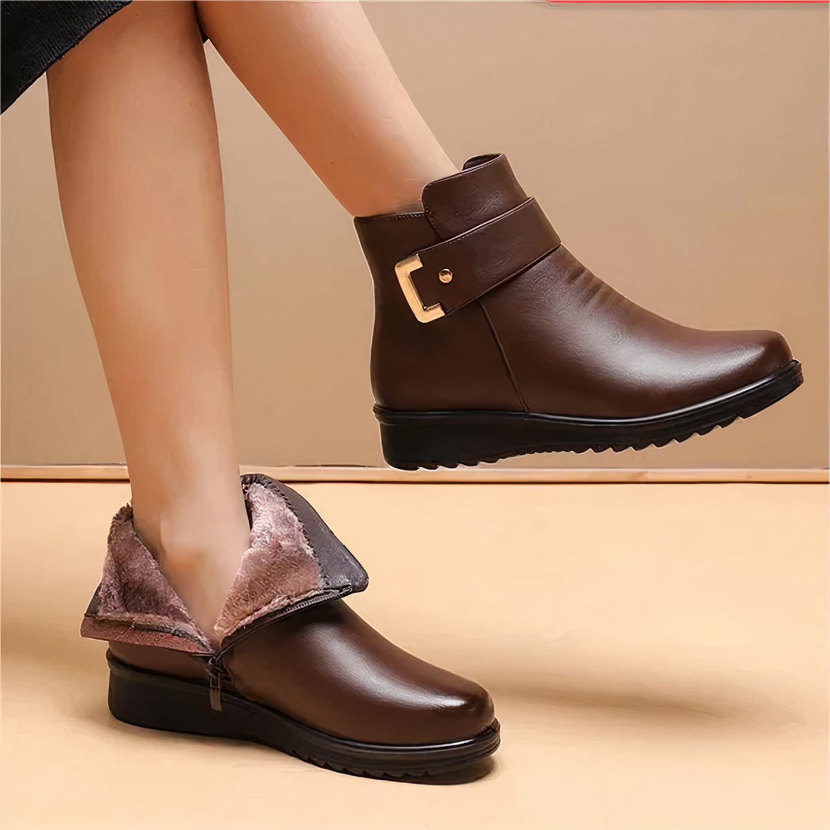 Dames Warme Enkellaarsjes met Bontvoering | Comfortabele Winterschoenen