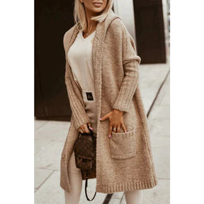 Dames Lange Gebreide Capuchon Cardigan | Warm
